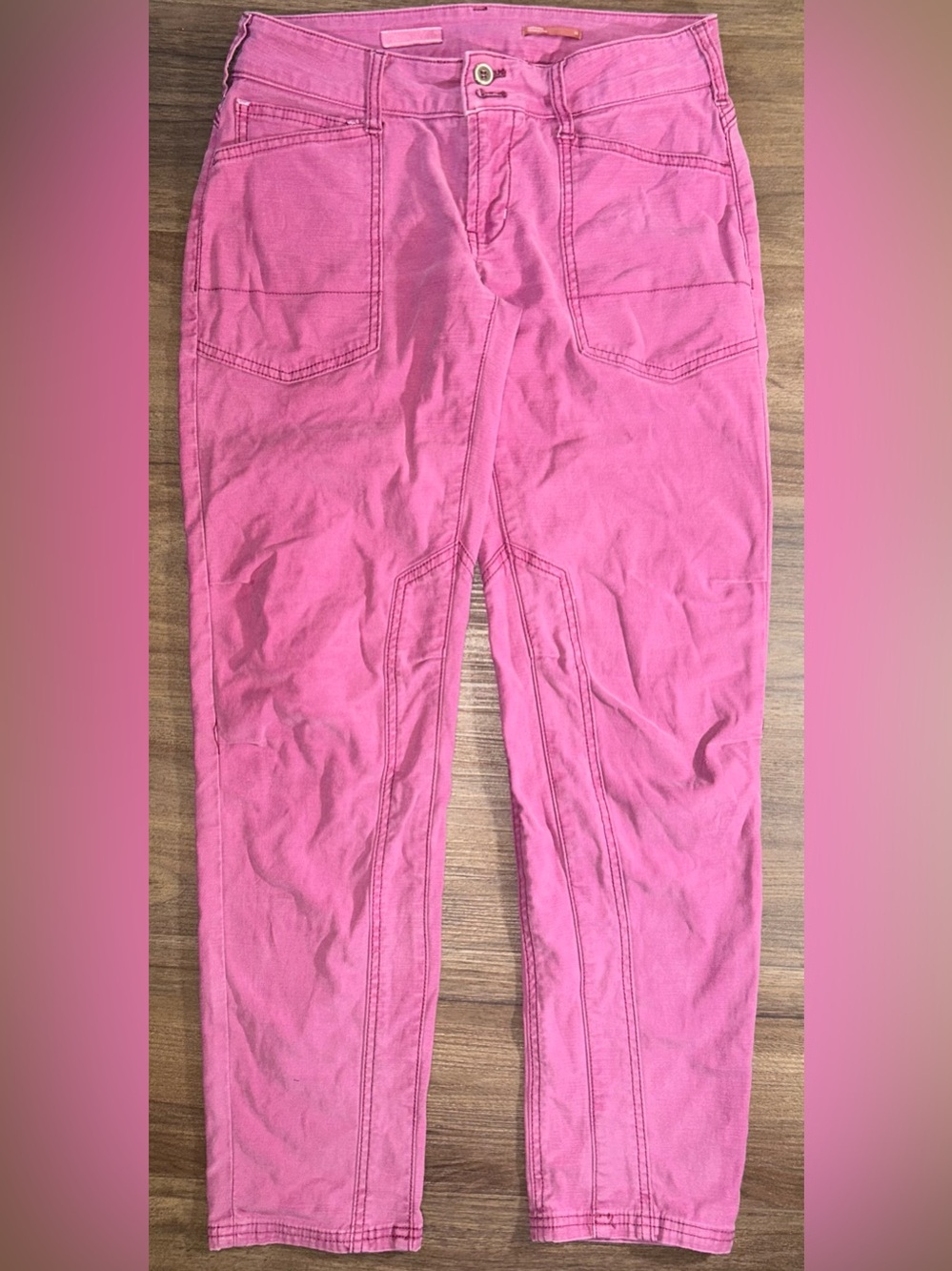 Anthropologie Pilcro Washed Wanderer Utility Pants Pink High Rise Crop 27